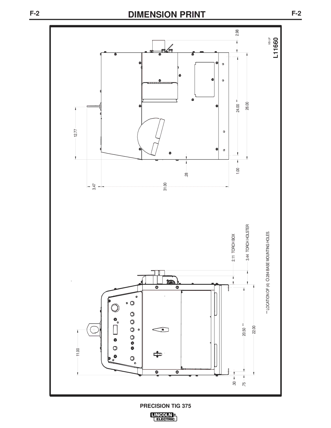 Lincoln Electric IM909 manual Dimension Print, L11660 