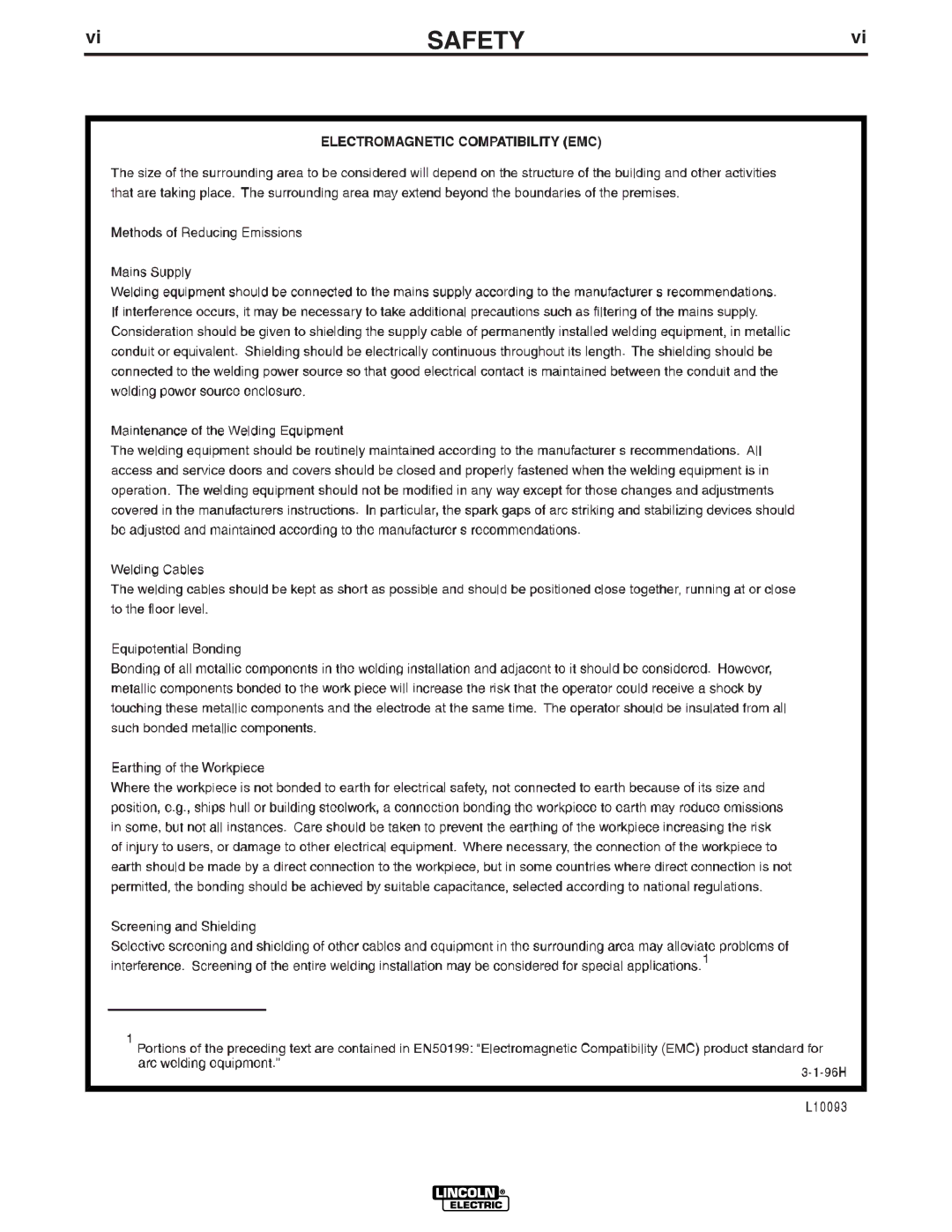 Lincoln Electric IM909 manual Safety 