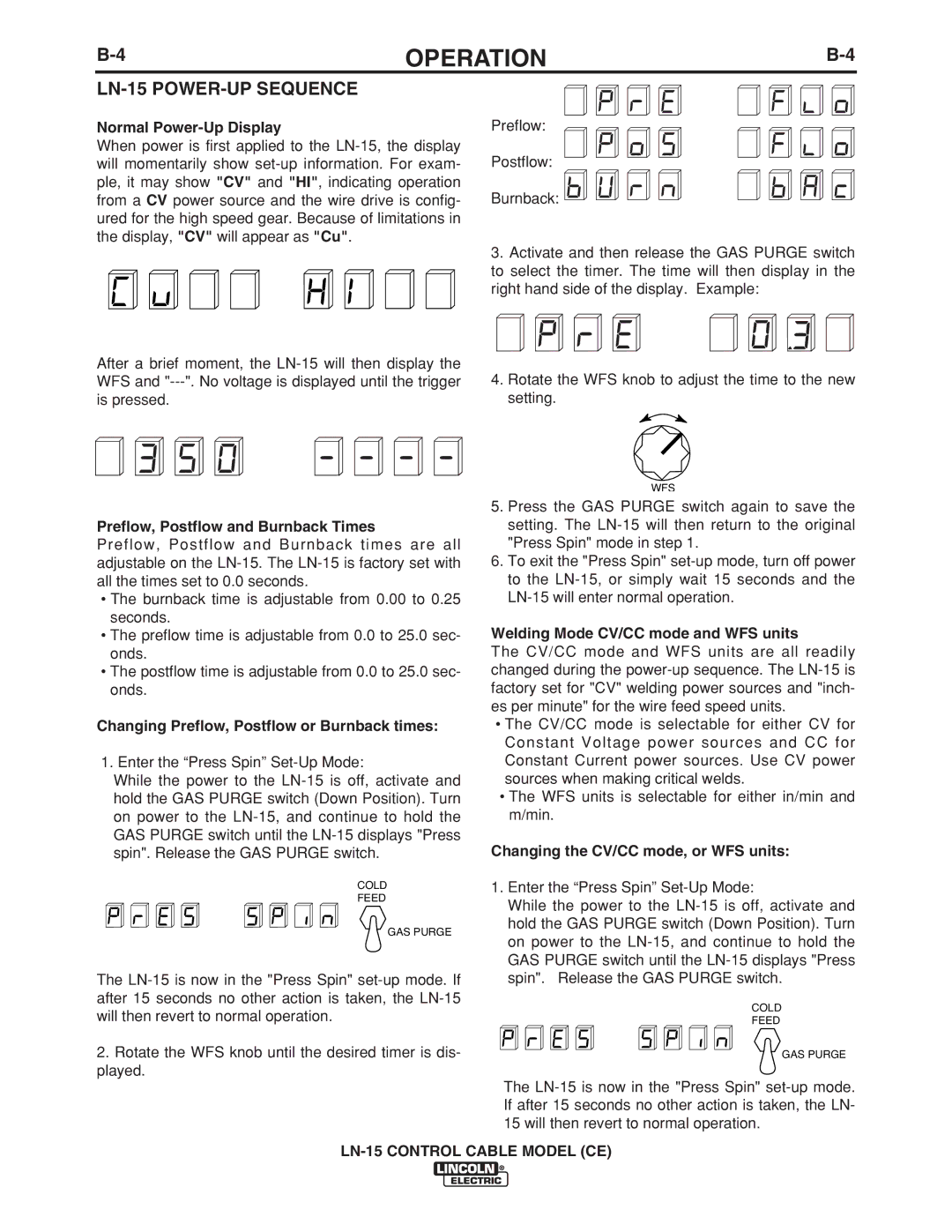 Lincoln Electric IM910 manual LN-15 POWER-UP Sequence 