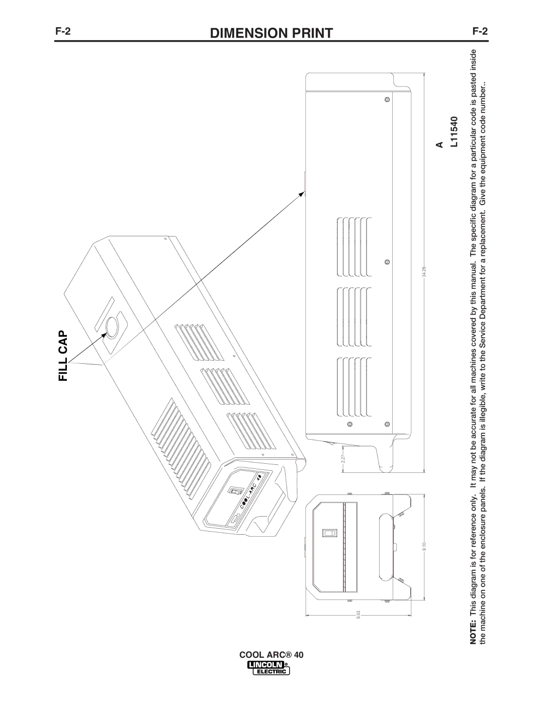 Lincoln Electric IM911 manual Dimension Print 