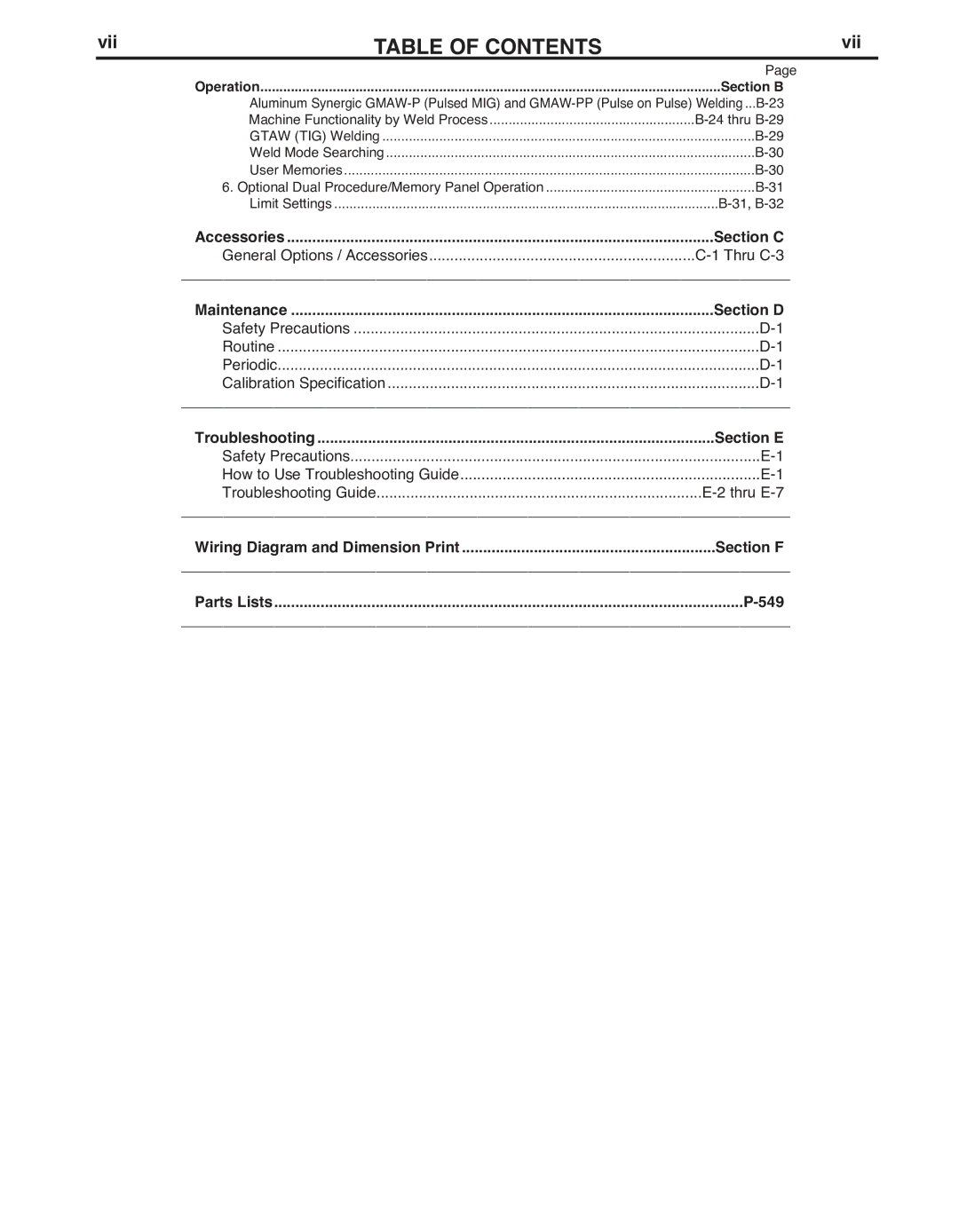 Lincoln Electric IM915 manual Vii 