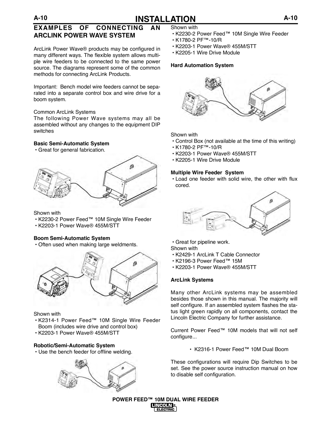 Lincoln Electric IM916 manual ExAMPLES of Connecting AN Arclink Power Wave System 