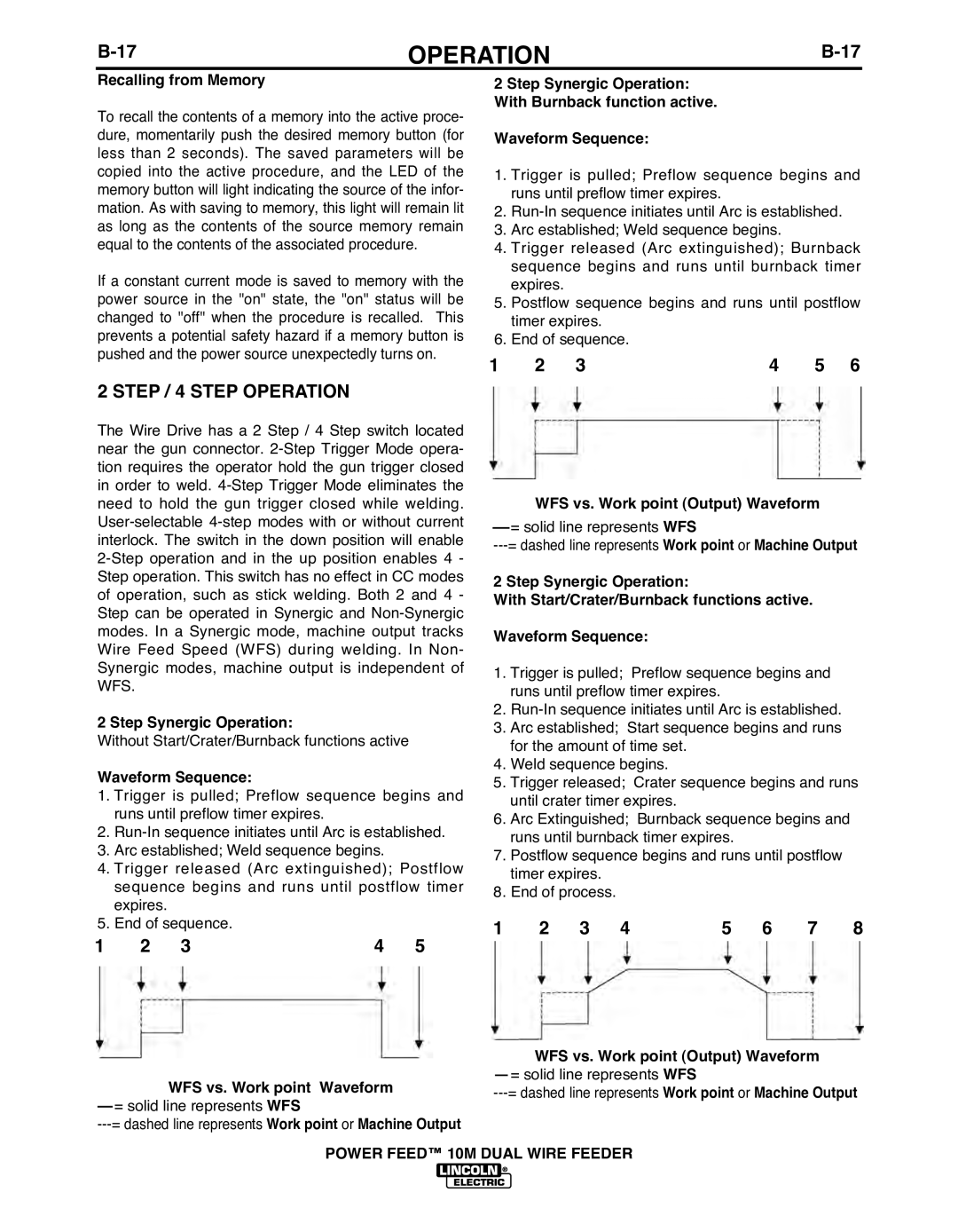 Lincoln Electric IM916 manual Step / 4 Step Operation 