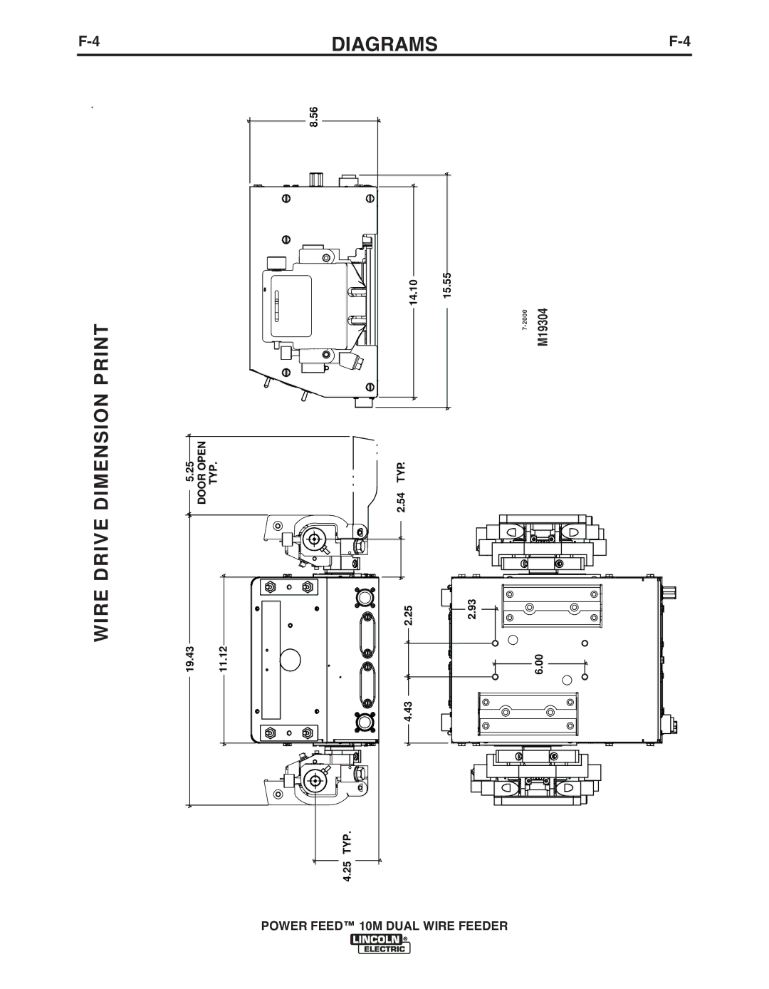 Lincoln Electric IM916 manual DIAGRAMSF-4 Wire Drive Dimension Print 