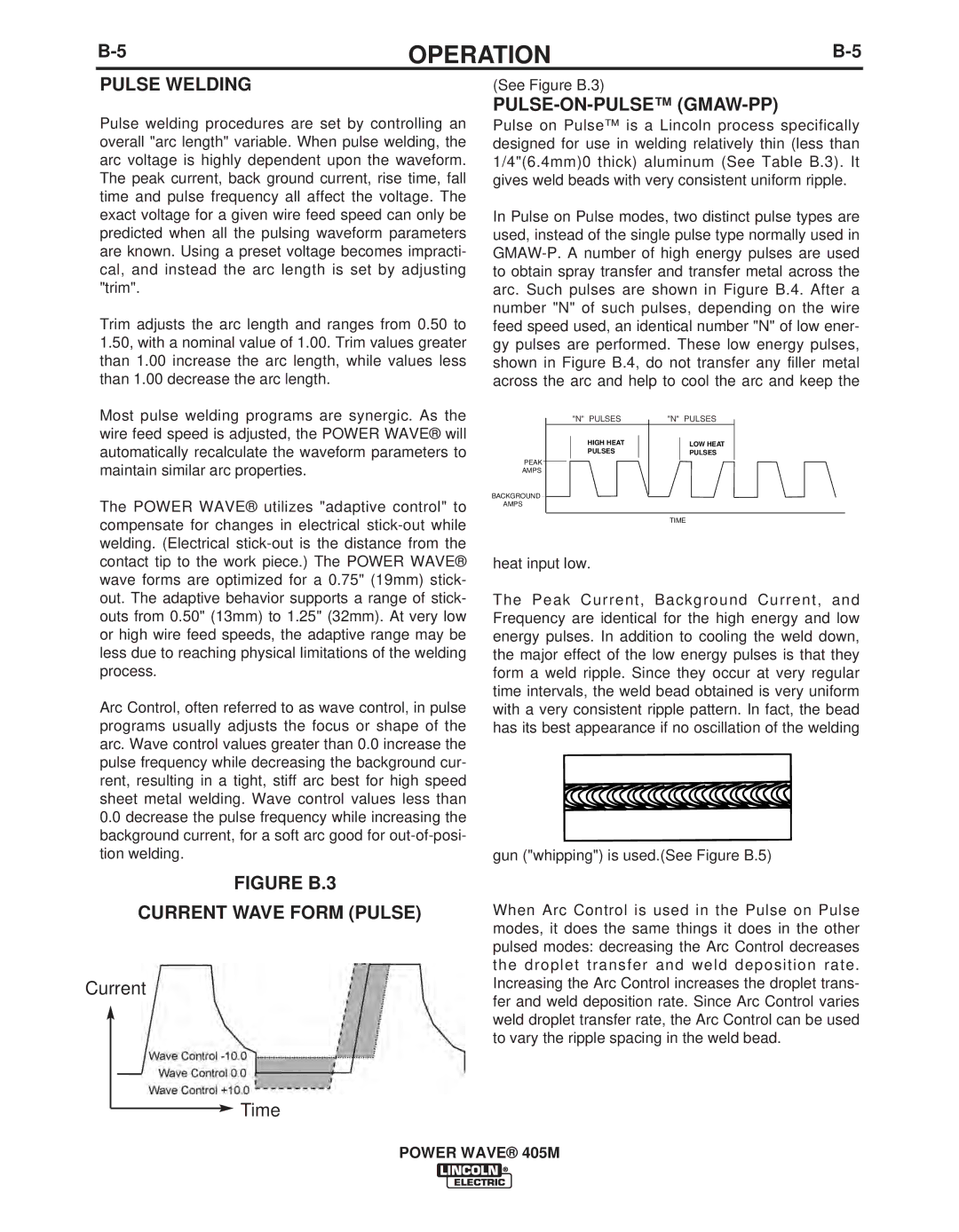 Lincoln Electric IM917-A manual Pulse Welding, Pulse-On-Pulse Gmaw-Pp 