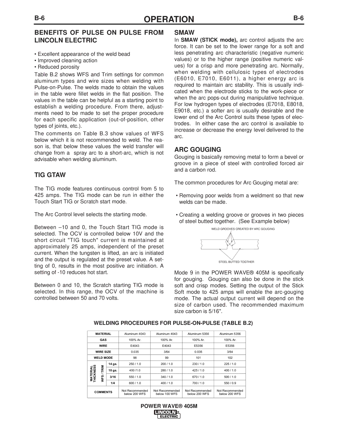 Lincoln Electric IM917-A manual Benefits of Pulse on Pulse from Lincoln Electric, TIG Gtaw, Smaw, ARC Gouging 