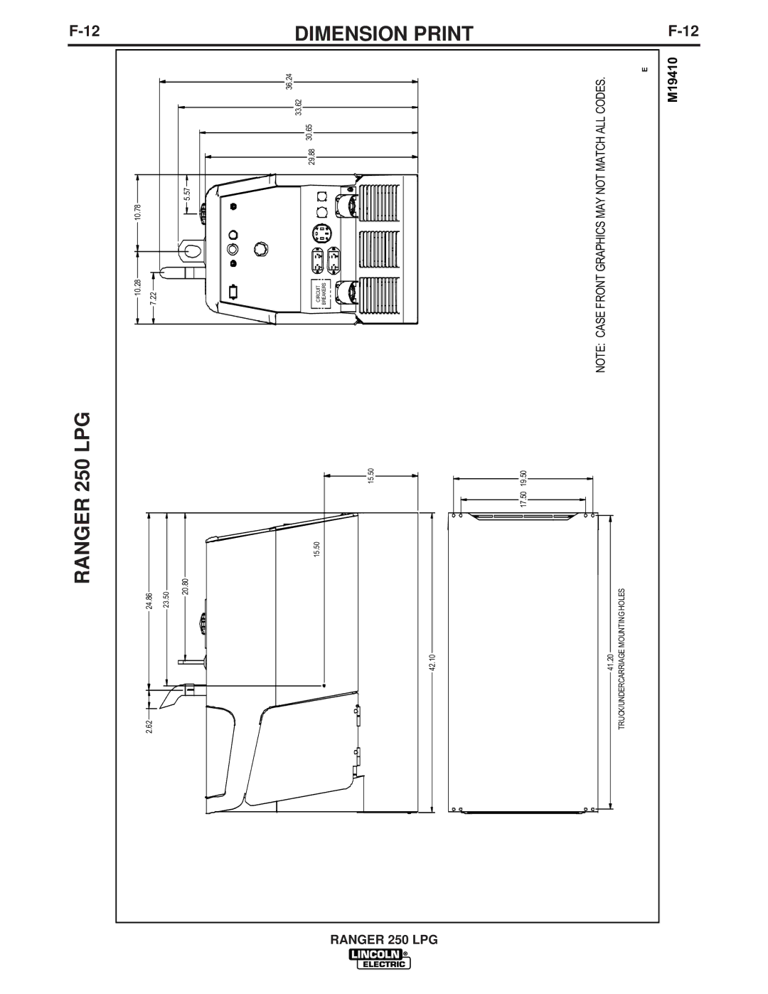 Lincoln Electric IM931 manual Ranger 250 LPG, Dimension Print 