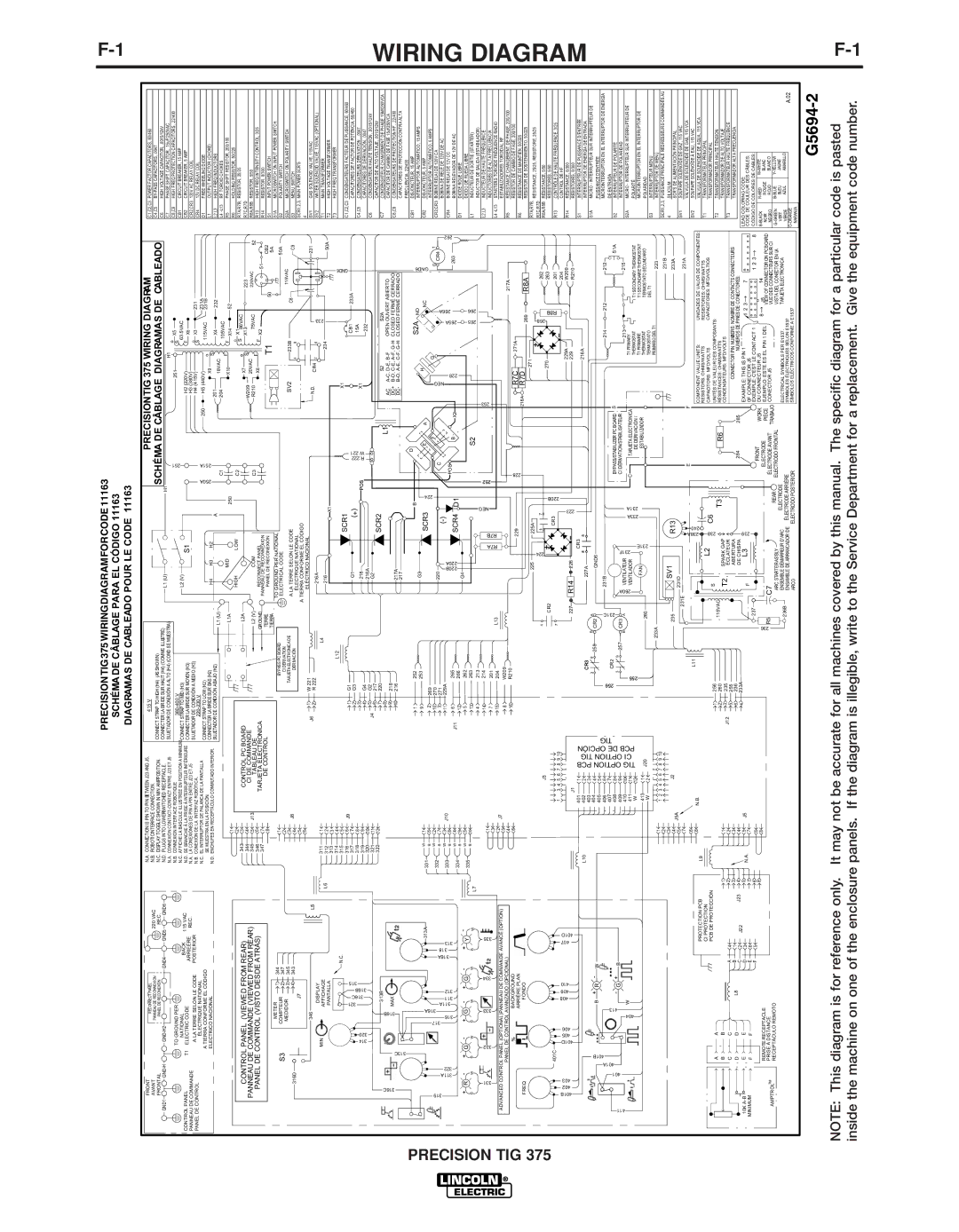 Lincoln Electric IM936 manual Precisiontig 375 Wiring Diagram 