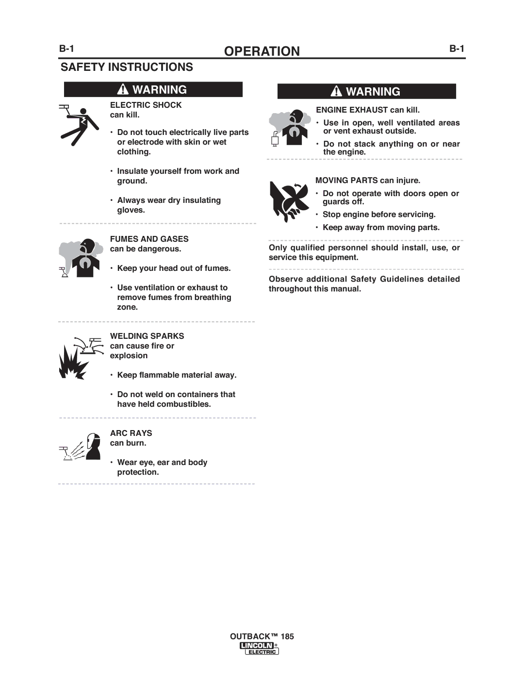 Lincoln Electric IM972 manual Operation, Safety Instructions 