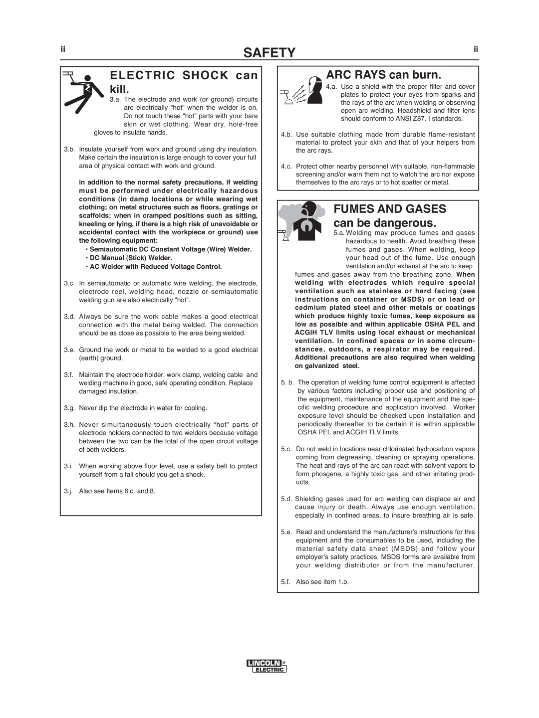 Lincoln Electric IM972 manual Electric Shock can kill 