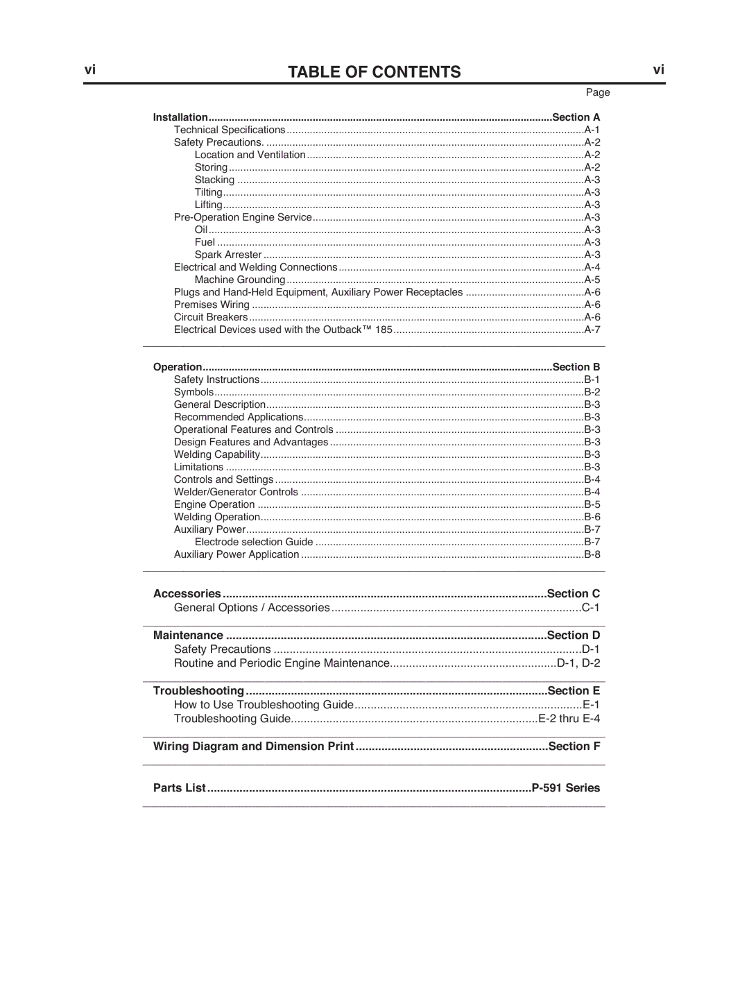 Lincoln Electric IM972 manual Table of Contents 