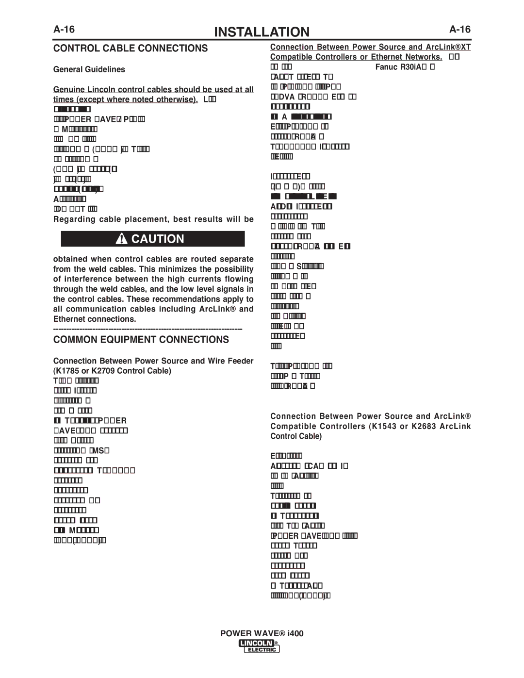 Lincoln Electric IM986 manual Control Cable Connections, Common Equipment Connections, General Guidelines 