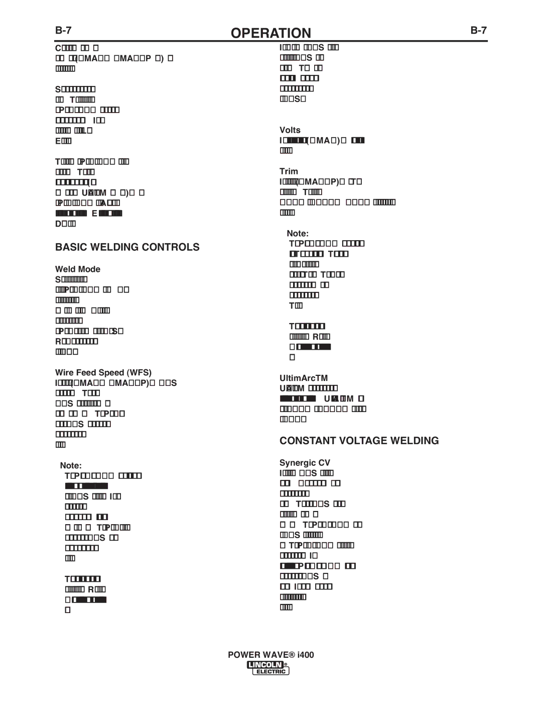 Lincoln Electric IM986 manual Basic Welding Controls, Constant Voltage Welding 