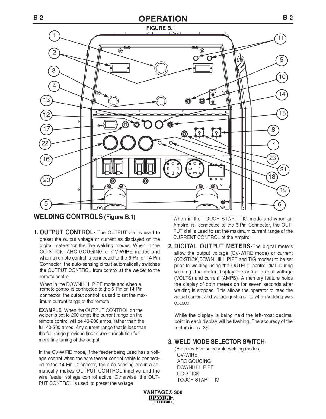 Lincoln Electric IM992 manual Weld Mode Selector Switch, Figure b.1 