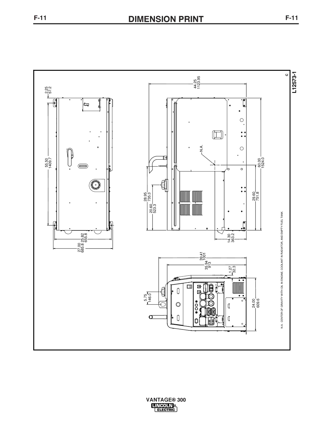 Lincoln Electric IM992 manual Dimension Print, L12573-1 