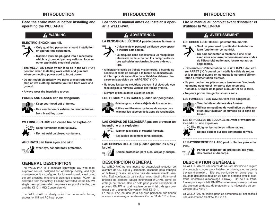 Lincoln Electric IMT460-D manual Introduction, Introducción, General Description, Descripción General, Description Générale 