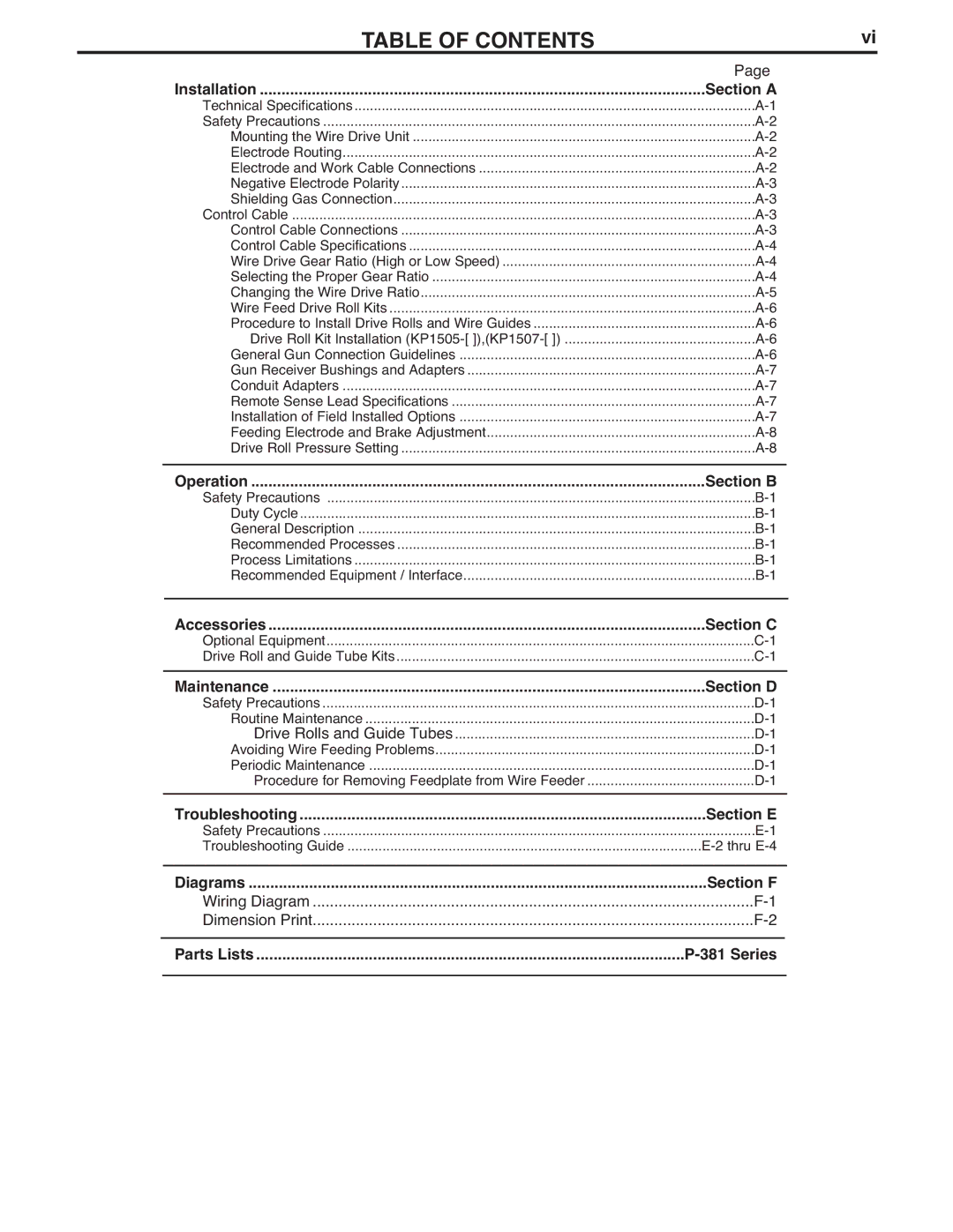 Lincoln Electric K1780-1 manual Installation Section a, Section C, Section E, Diagrams 