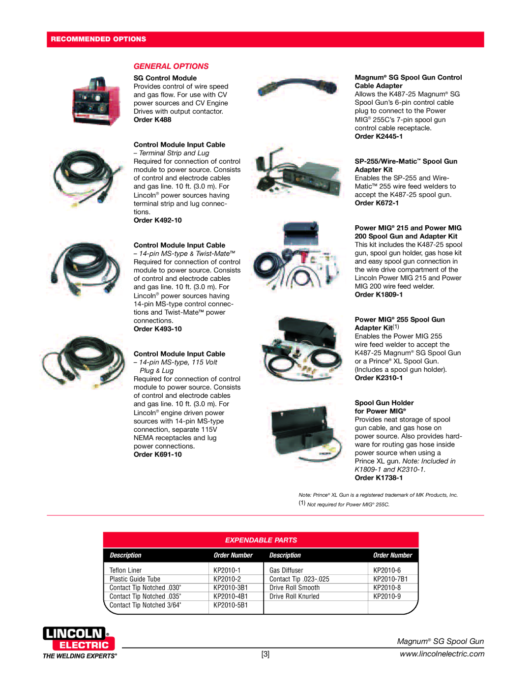 Lincoln Electric K487-25, K1809-1 SG Control Module, Order K488 Control Module Input Cable, Order K1738-1 