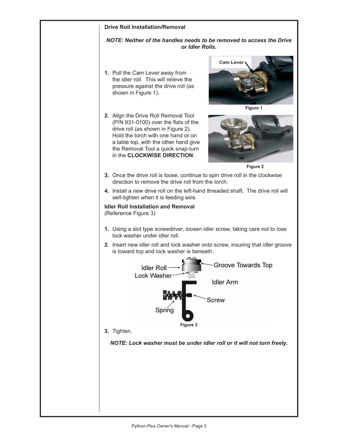 Lincoln Electric K2447-2, K2447-3, K2447-1 manual Drive Roll Installation/Removal, Idler Roll Installation and Removal 