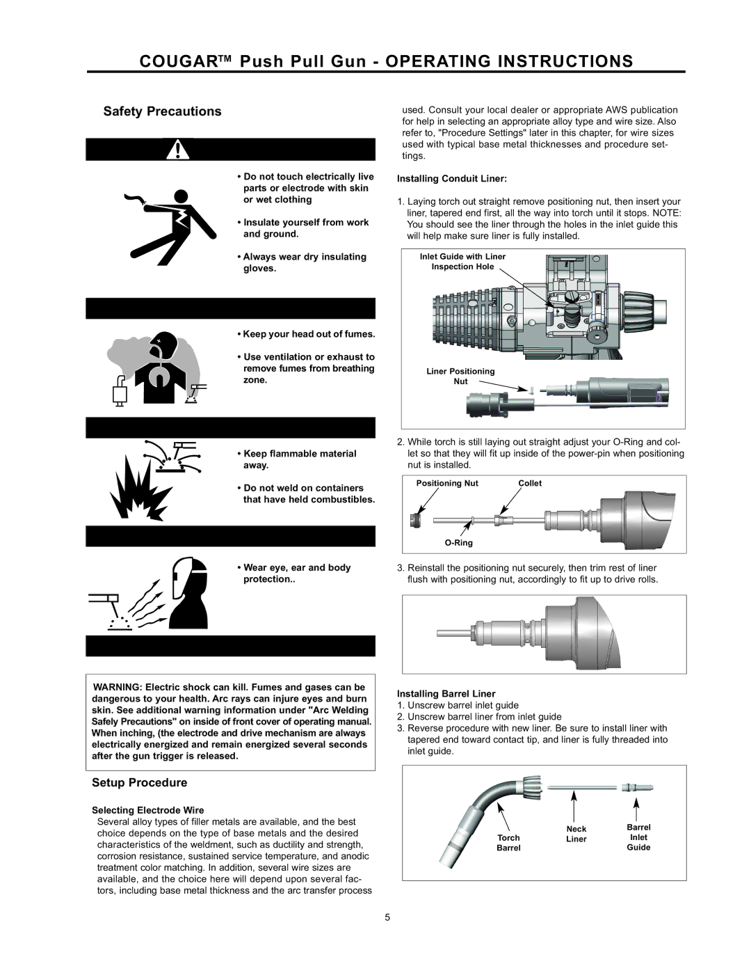 Lincoln Electric K2704-2, K2704-3 manual Cougar Push Pull Gun Operating Instructions, Setup Procedure 