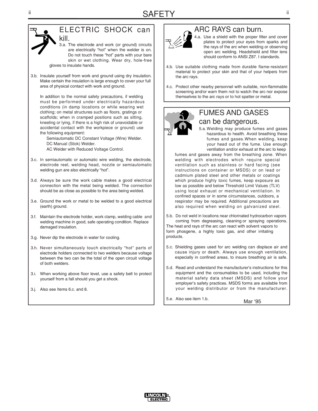 Lincoln Electric K289 manual Electric Shock can kill 