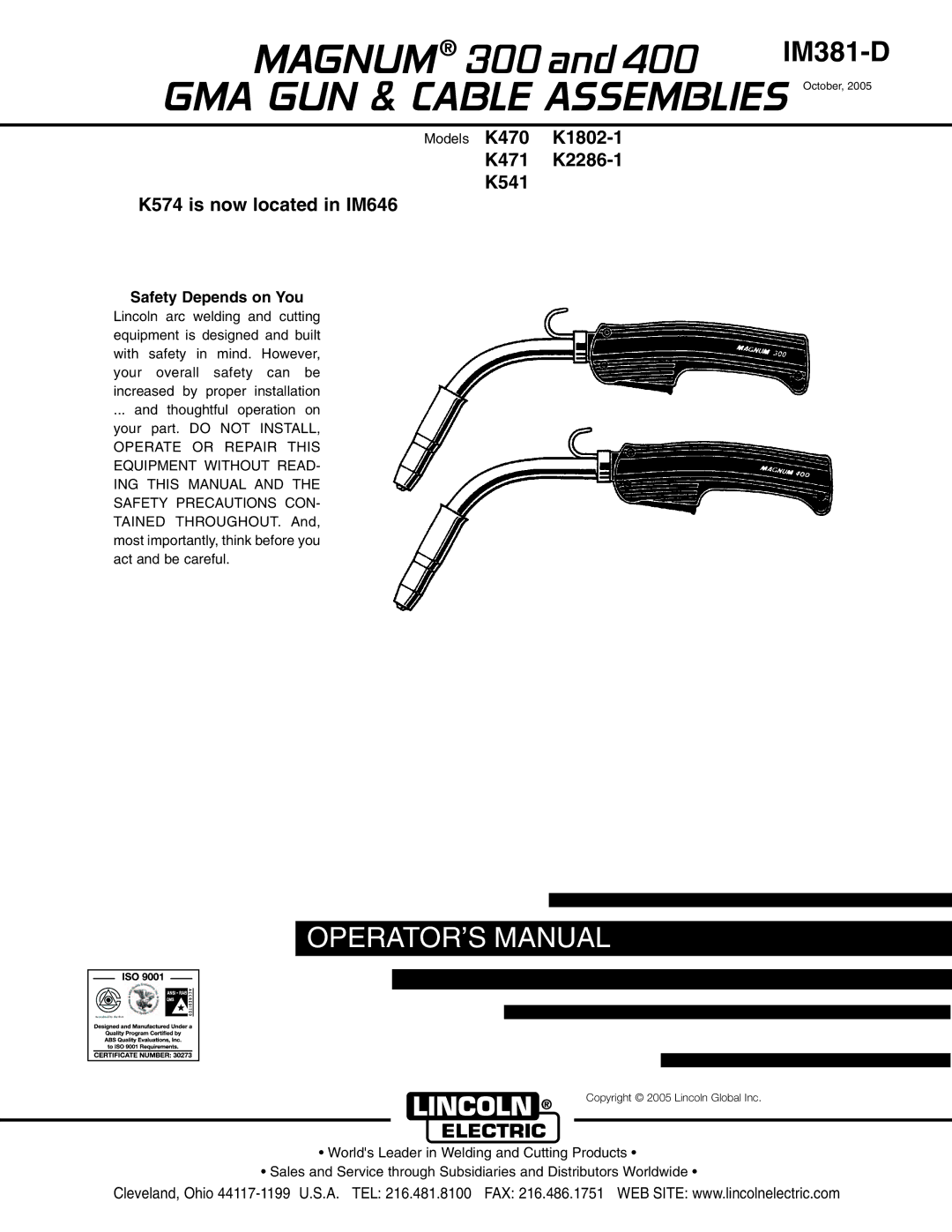 Lincoln Electric K470, K471, K514, K2286-1, K1802-1 manual Magnum 300 