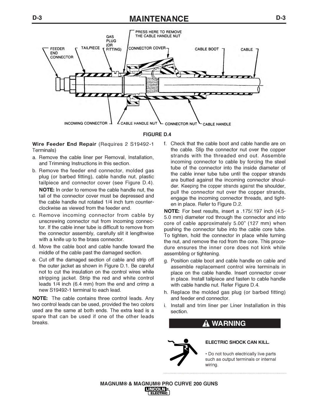 Lincoln Electric K497, K2950 manual Figure D.4, Wire Feeder End Repair Requires 2 S19492-1 Terminals 