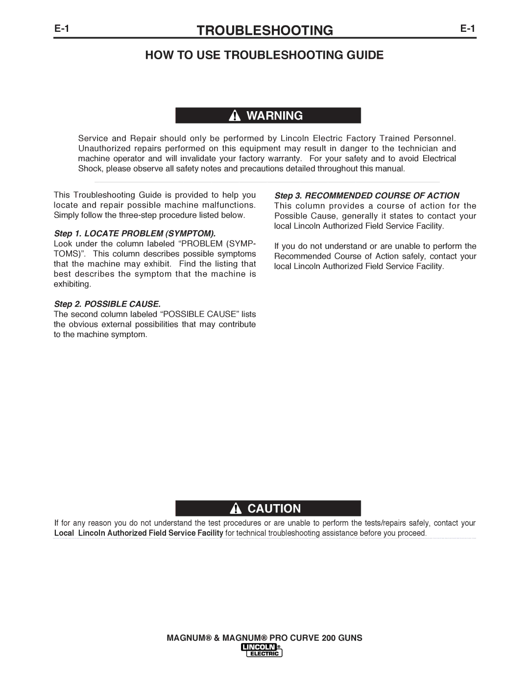 Lincoln Electric K2950, K497 manual TROUbLESHOOTING 