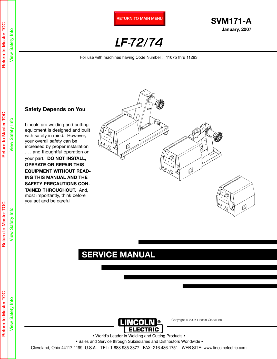 Lincoln Electric LF-72/74 service manual 