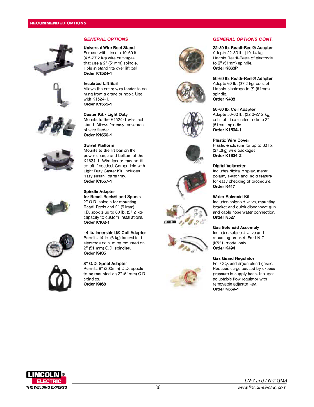 Lincoln Electric LN-7 GMA technical specifications General Options 