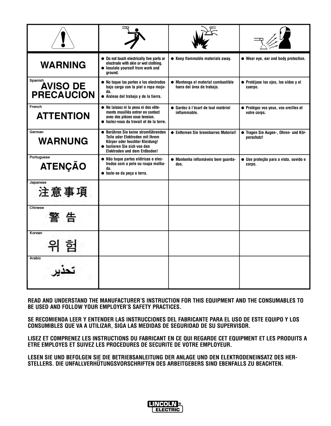 Lincoln Electric LN-9F GMA, LN-9 GMA manual Precaucion 