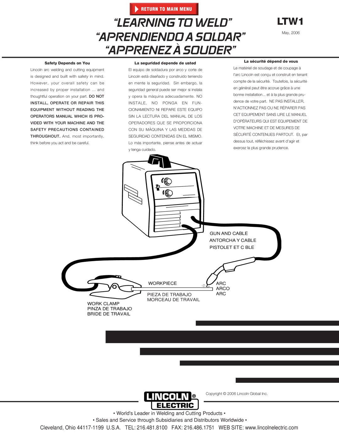 Lincoln Electric LTW1 manual Learning to Weld Aprendiendo a Soldar Apprenez À Souder 