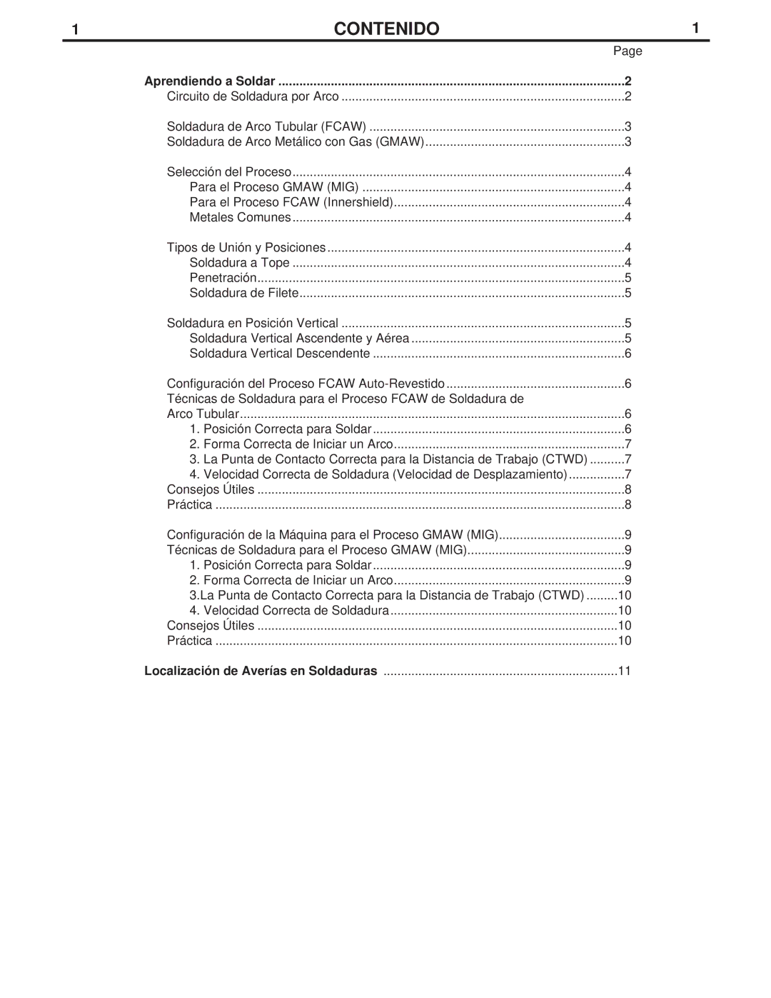 Lincoln Electric LTW1 manual Contenido 