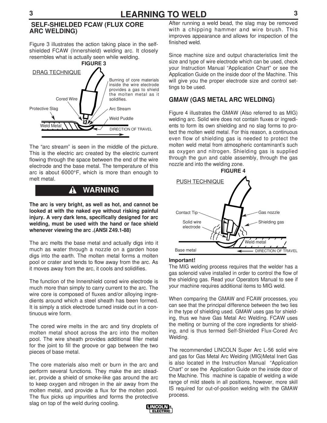Lincoln Electric LTW1 manual SELF-SHIELDED Fcaw Flux Core ARC Welding, Gmaw GAS Metal ARC Welding 