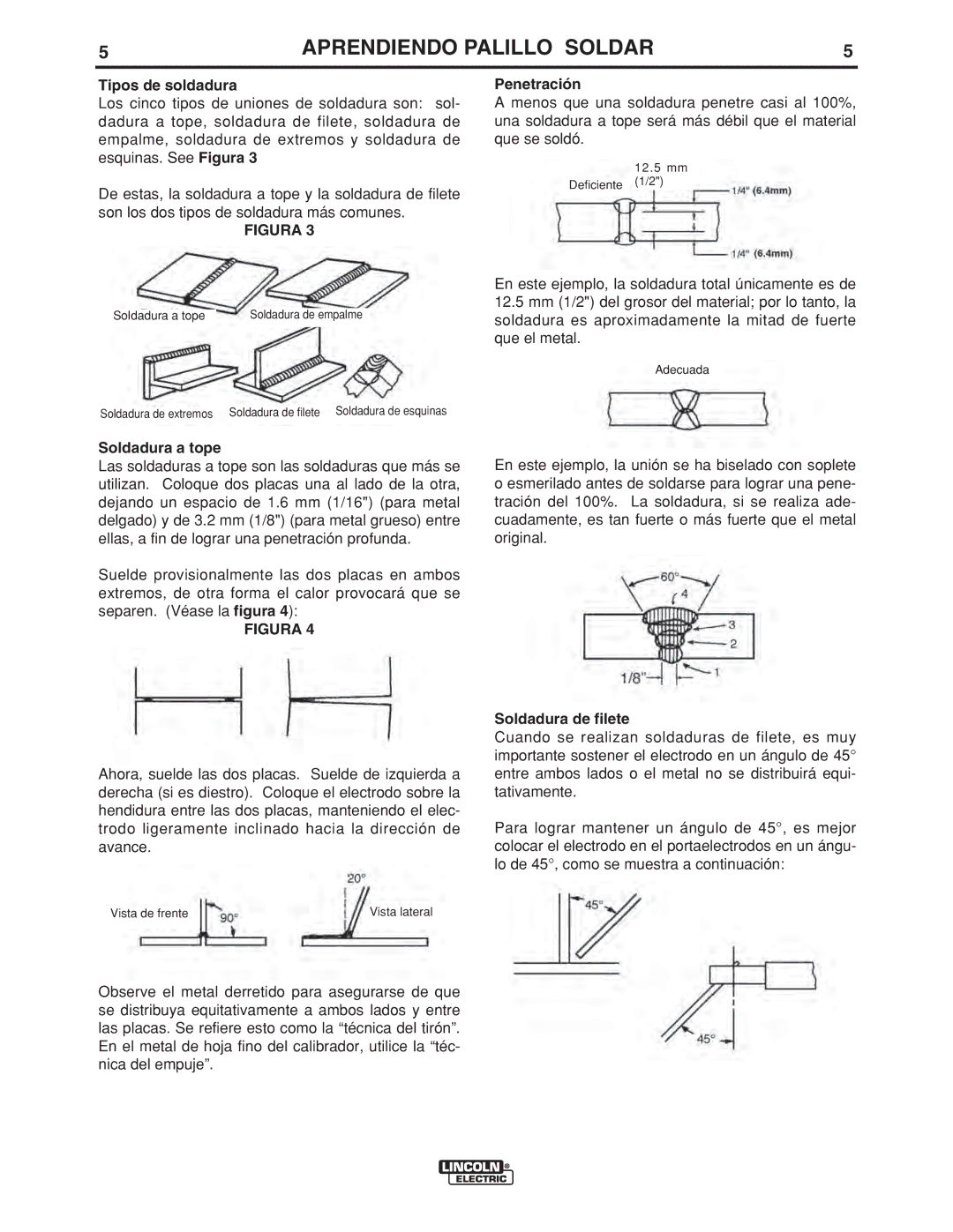 Lincoln Electric LTW2 manual Tipos de soldadura, Penetración, Soldadura a tope, Soldadura de filete 