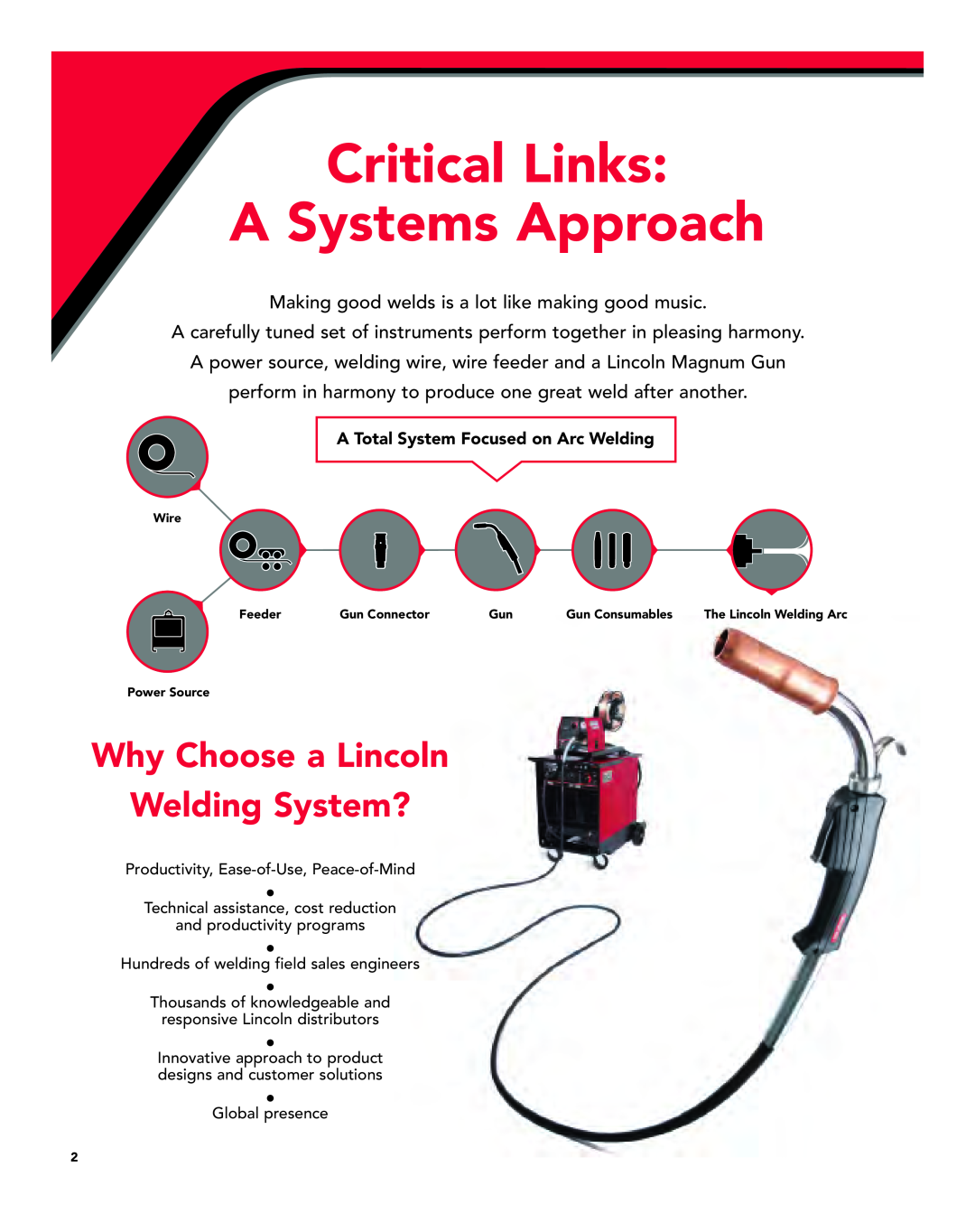 Lincoln Electric Magnum manual Critical Links A Systems Approach, Why Choose a Lincoln Welding System? 