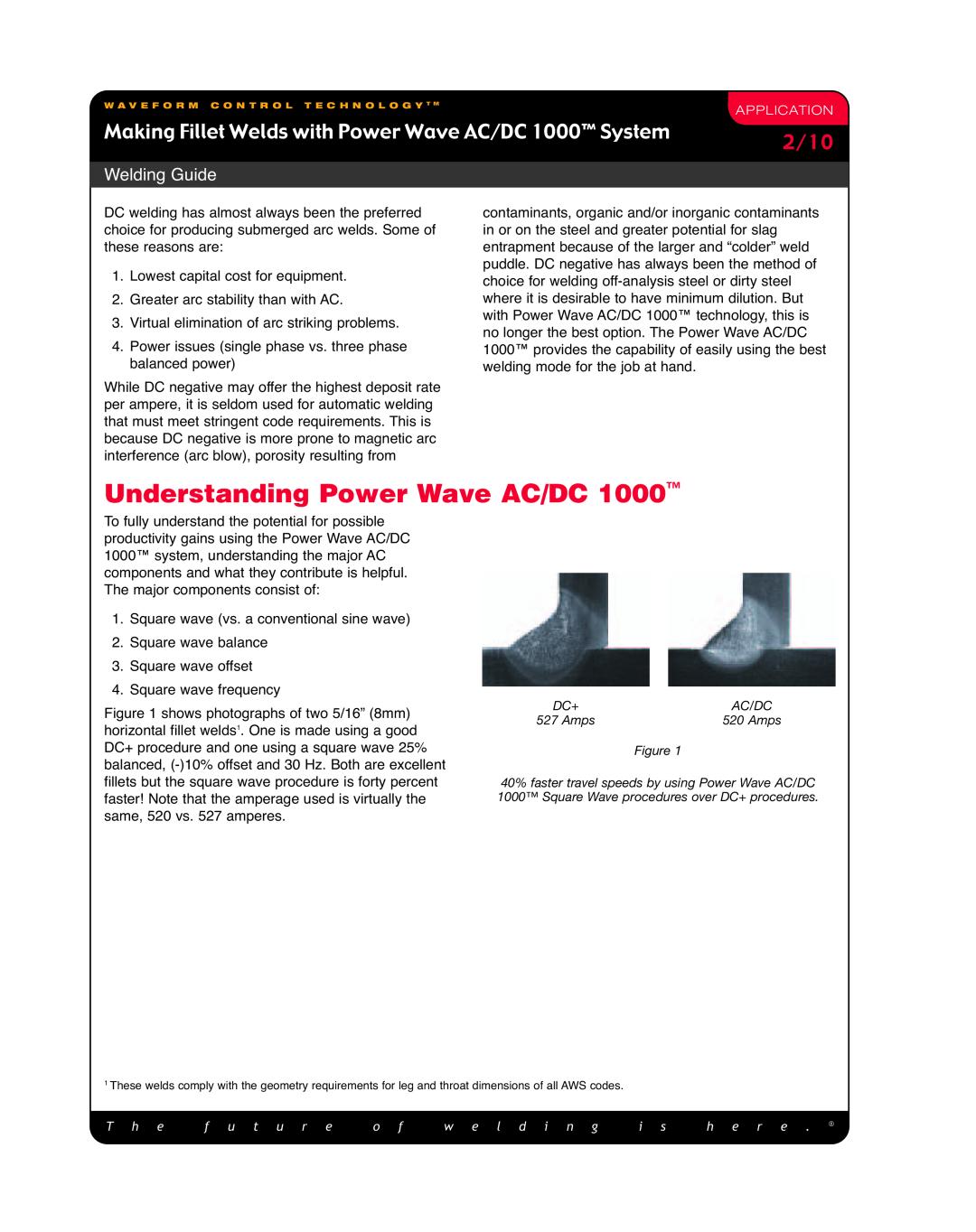 Lincoln Electric manual Understanding Power Wave AC/DC, Making Fillet Welds with Power Wave AC/DC 1000 System, 2/10 