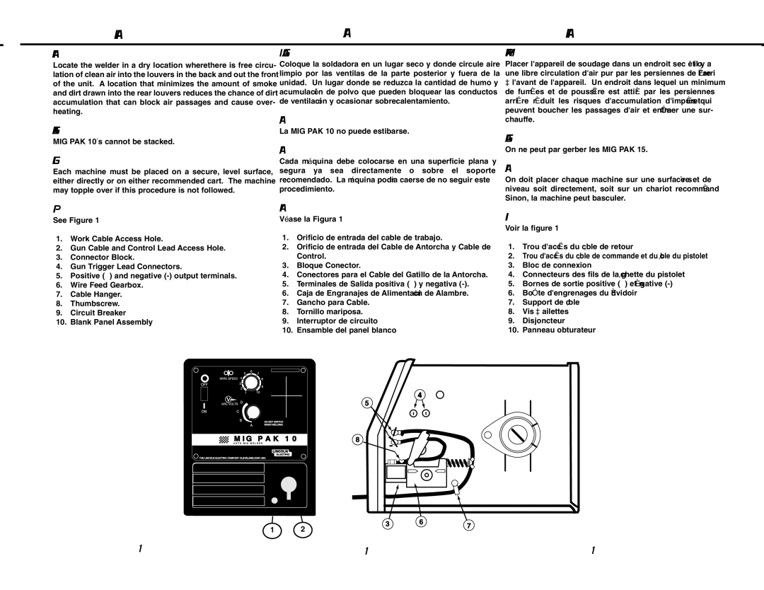 Lincoln Electric MIG-PAK 10 manual Installation Instalación 