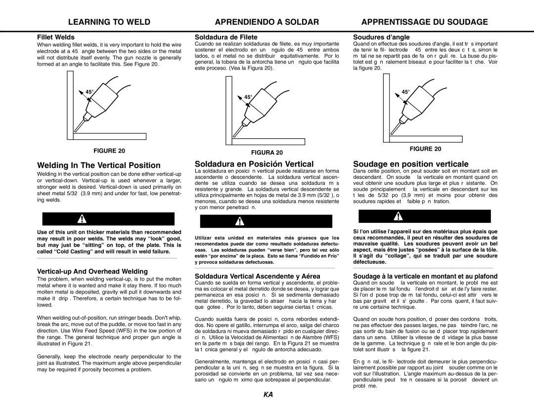 Lincoln Electric MIG-PAK 10 manual Welding In The Vertical Position, Soldadura en Posición Vertical 