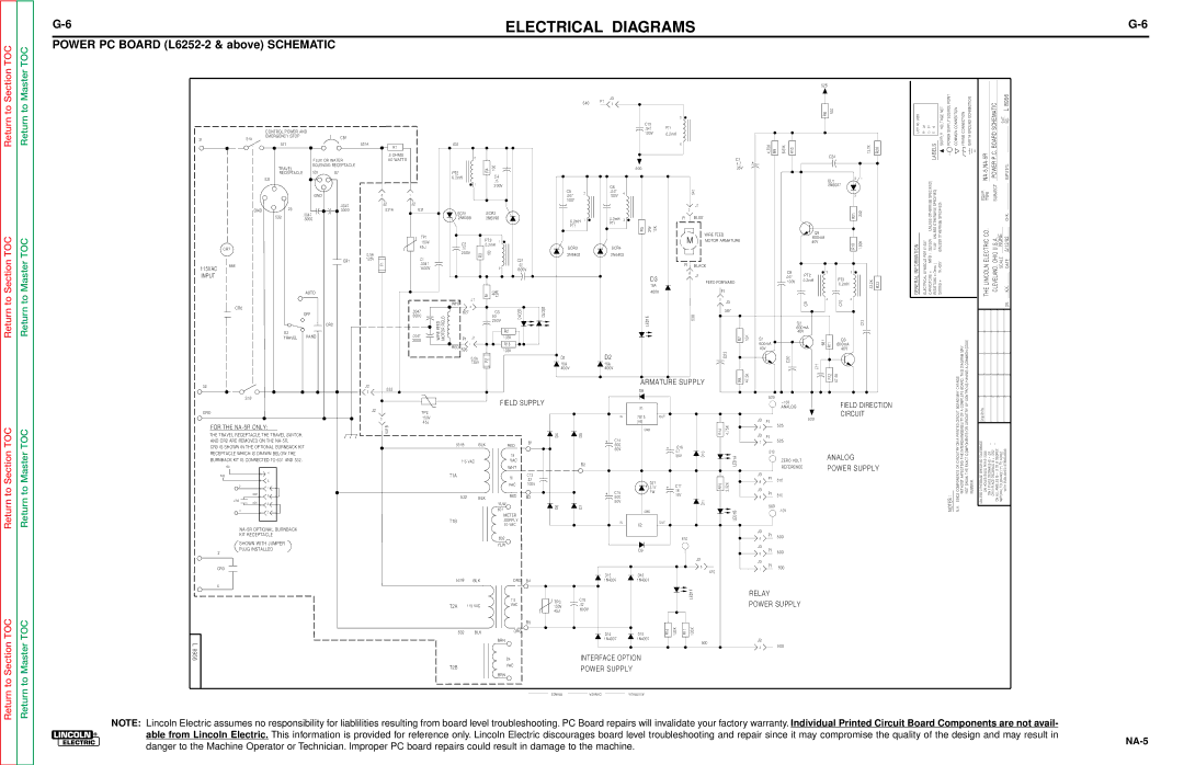 Lincoln Electric NA-5NF, NA-5SF service manual Power PC Board L6252-2 & above Schematic 