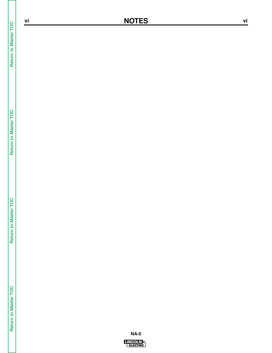 Lincoln Electric NA-5SF, NA-5NF service manual Return to Master TOC 