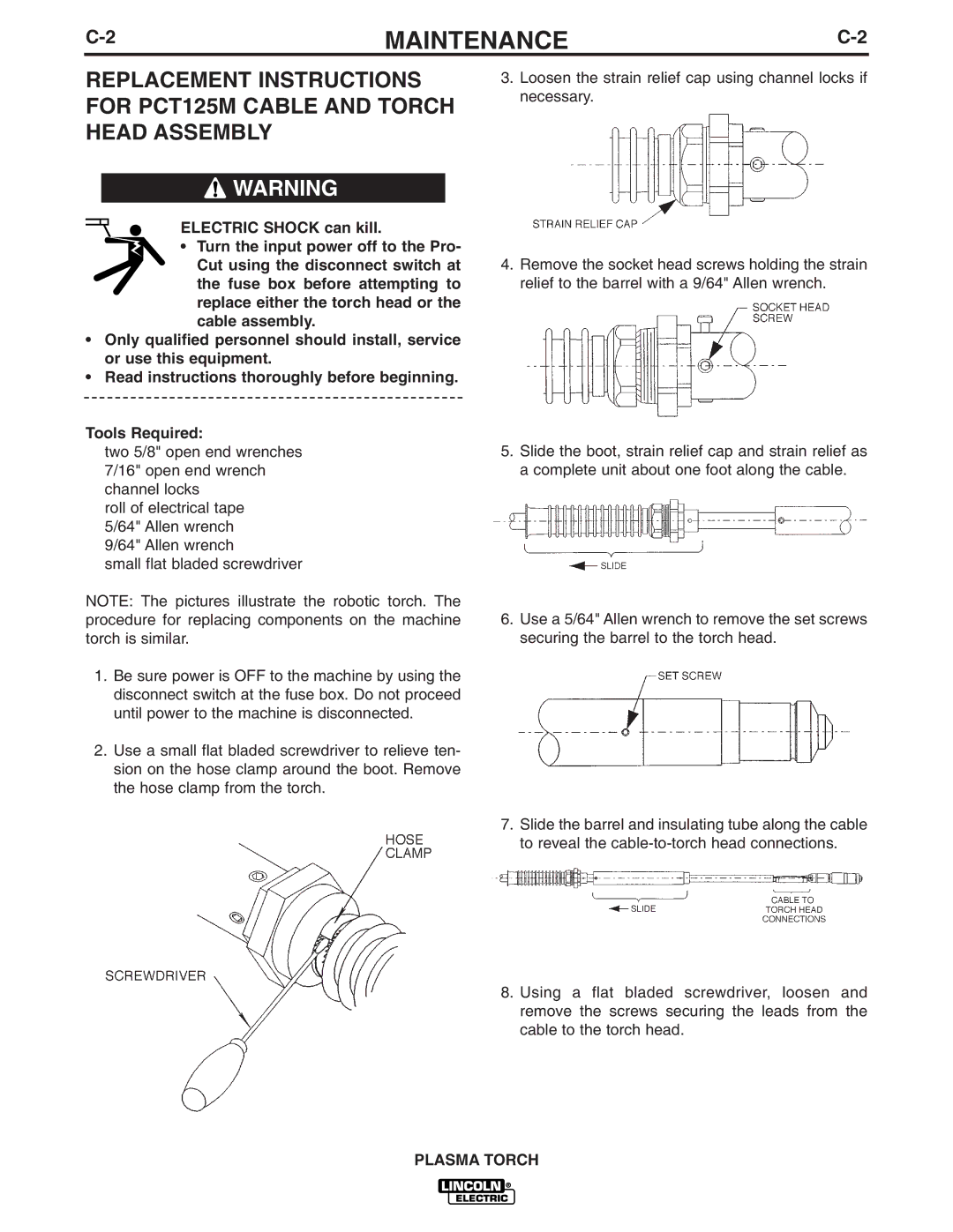 Lincoln Electric PCT125M manual Tools Required 