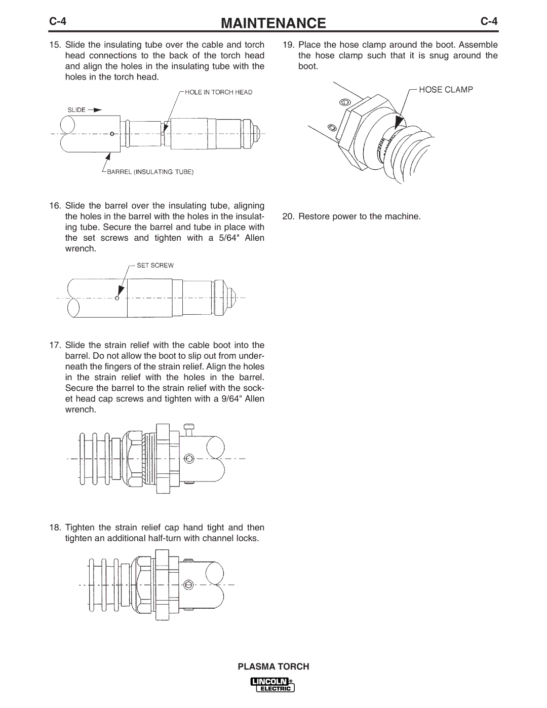 Lincoln Electric PCT125M manual Maintenance 