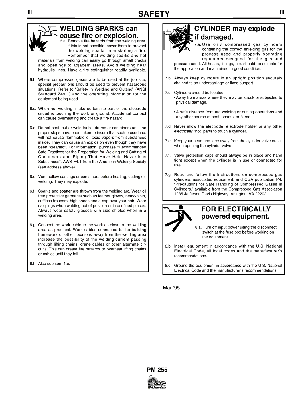 Lincoln Electric PM 255 specifications Safety, Iii 