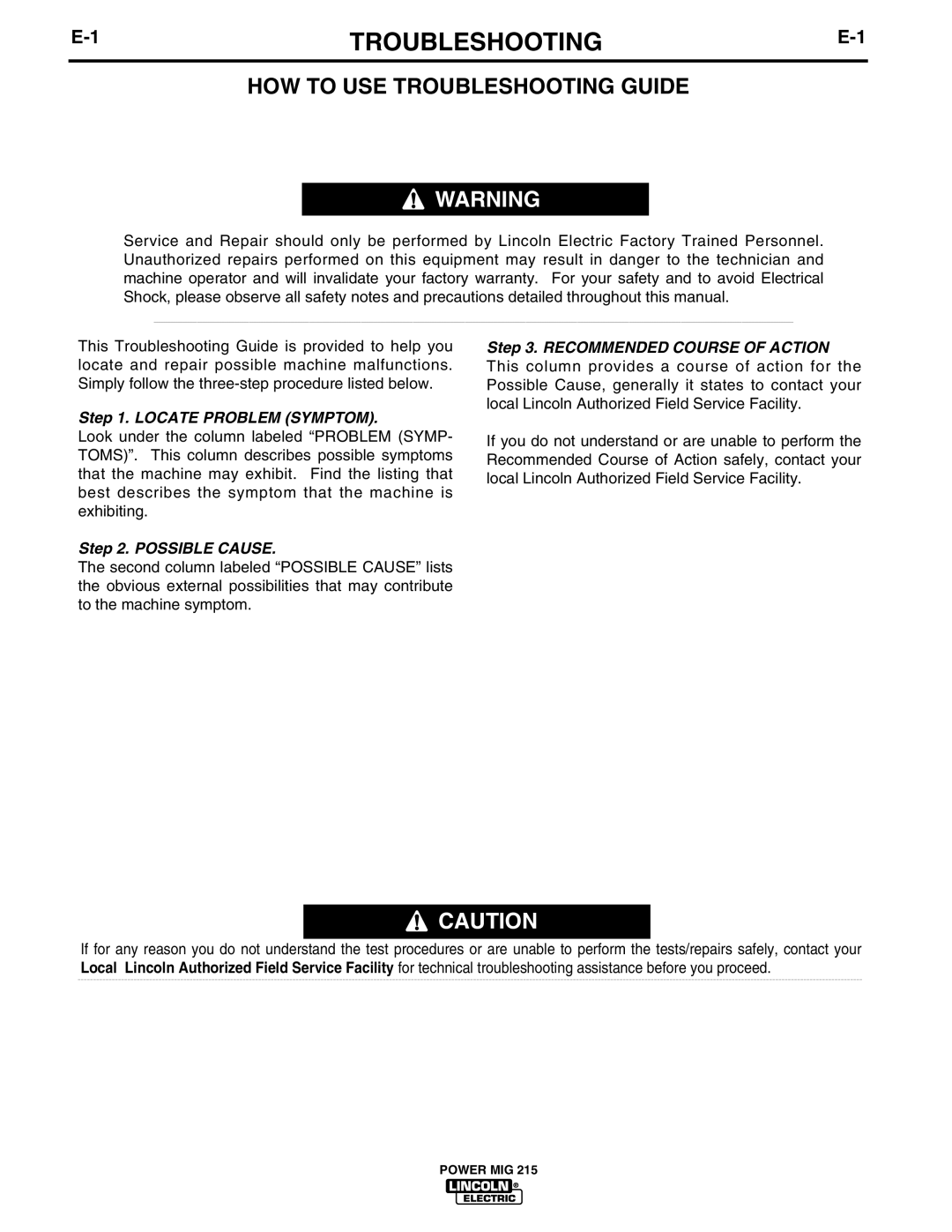 Lincoln Electric pmn manual HOW to USE Troubleshooting Guide 