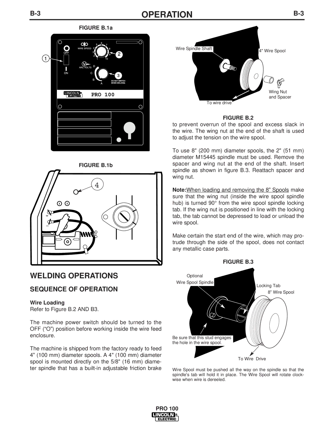 Lincoln Electric PRO 100 manual Welding Operations, Sequence of Operation, Wire Loading 