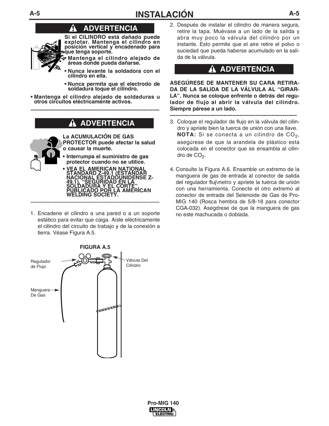 Lincoln Electric Pro-MIG 140 manual Figura A.5 