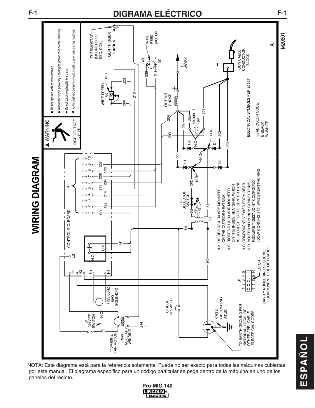 Lincoln Electric Pro-MIG 140 manual Digrama Eléctrico 