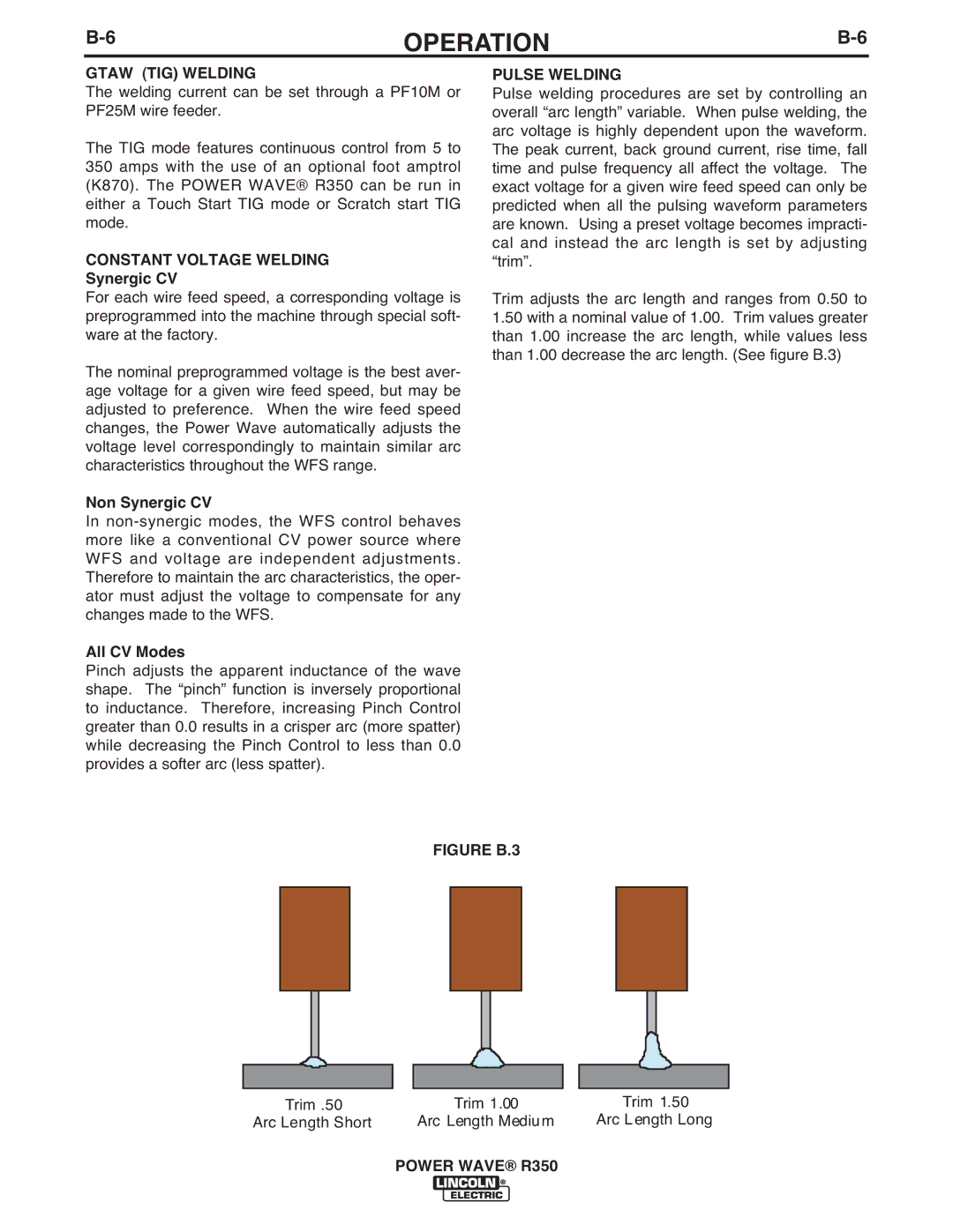 Lincoln Electric R350 manual Gtaw TIG Welding, Constant Voltage Welding, Pulse Welding 