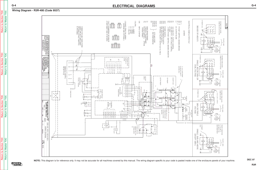 Lincoln Electric R3R-300, R3R-500 service manual DIAGRAMSELECTRICALG-4 